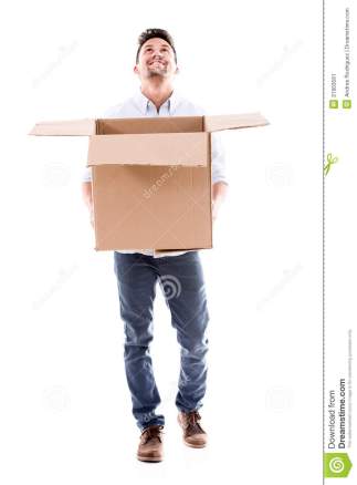 happy-man-holding-box-catching-something-isolated-over-white-31903561